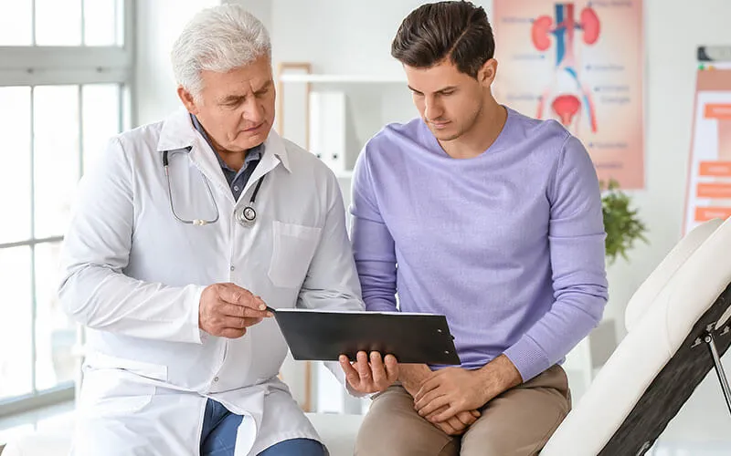 A white coat doctor showing the cost of urolift, Procedure and treatment process.